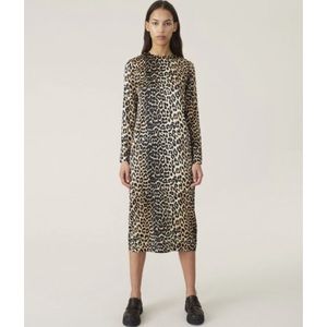 Ganni Leopard Silk Stretchy Dress